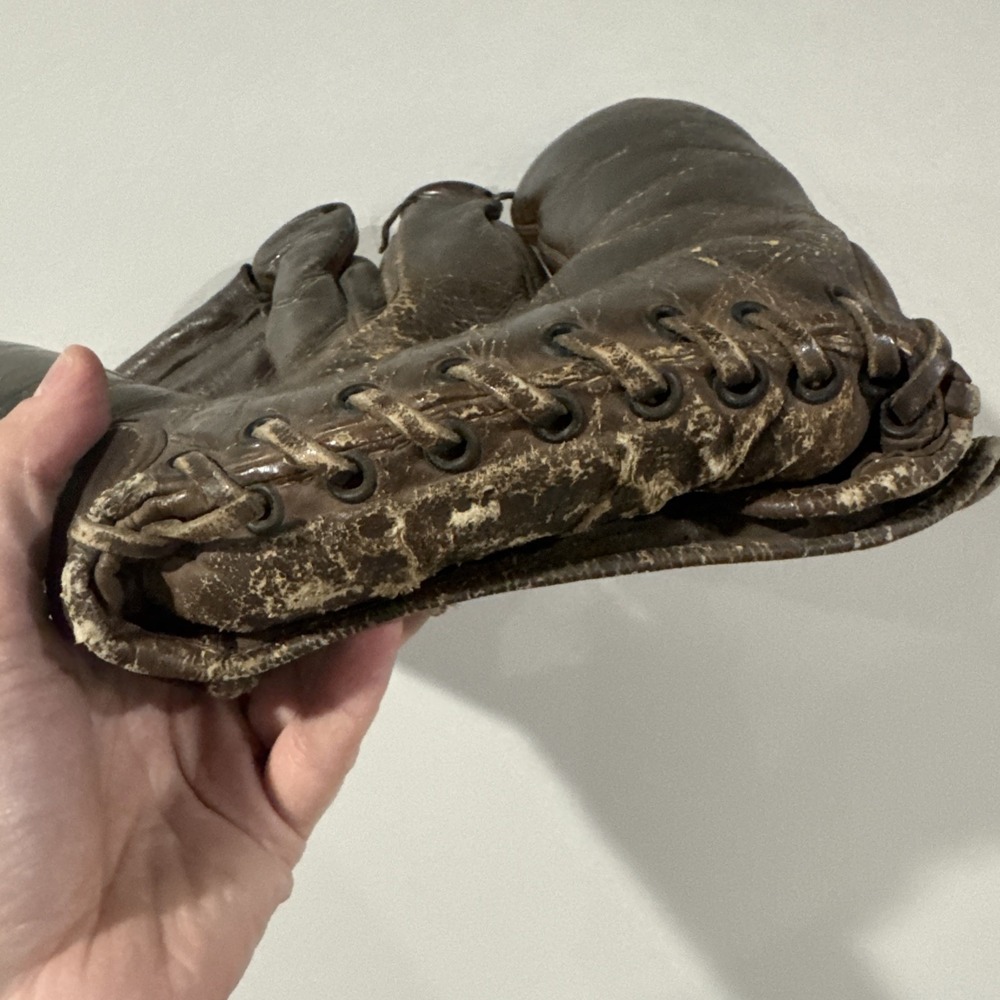 Vintage 1920's KEN-WEL 3-Finger Brown Leather Baseball Glove Antique - Picture 10 of 10